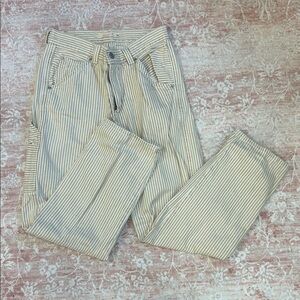 Levi's Women's Striped Dad Utility Pants in Cream and Gray